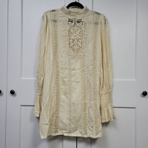 Free People Nwot Vienna crochet trim mini dress, medium - Picture 5 of 11